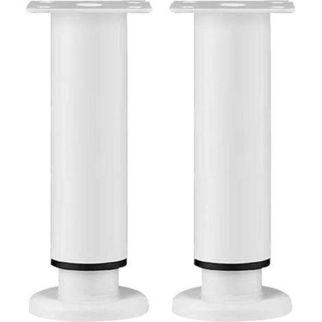 Pieds de Table Courts réglables en métal Blanc 18-30cm, Lot de 2, Support Stable pour Armoire et canapé, Design Simple et épuré (1/5)
