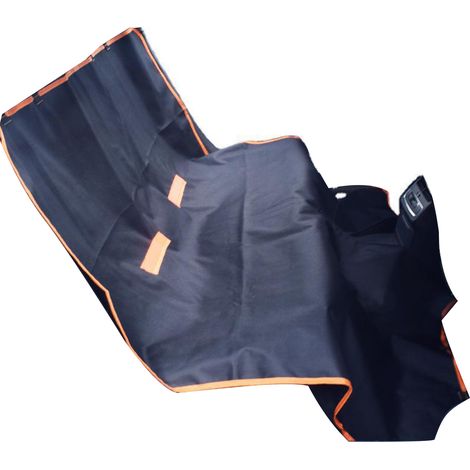 Coussin pour chien de voiture en toile Oxford, antidérapant, imperméable, anti-salissures, housse de siège arrière noir avec liseré orange, pour voyage animal (1/5)