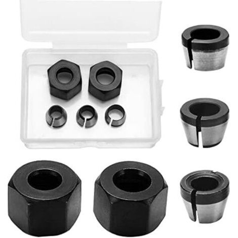 Lot de 3 adaptateurs de collet pour mandrin de fraise 6mm 6.35mm 8mm – Acier HSS résistant à l'usure – Pour machines de gravure et défonceuses