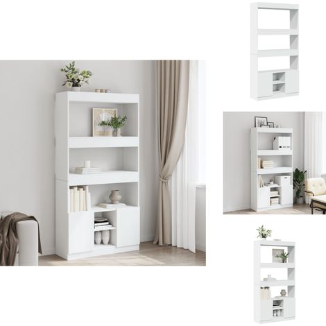 Buffet haut blanc 92x33x180 cm bois d'ingénierie - Buffet Haut - Buffets Hauts - Armoire À Livres - Étagère Et Armoire À Livres (1/5)