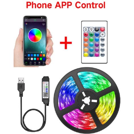 Striscia LED RGB da 10 m, 30 LED/m, 12 V, controllabile tramite app e telecomando con sincronizzazione musicale e timer, ideale per camere da letto, sale giochi e altro ancora. (1/5)