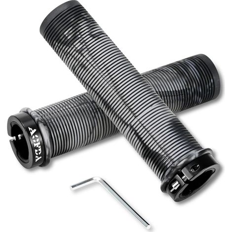 Poignées de guidon vélo et trottinette 22mm caoutchouc antidérapant aluminium lock ergonomique gris (1/5)
