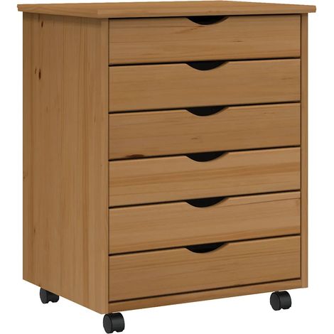 Carrello portaoggetti con cassetti 53 x 39 x 65,5 cm ampio e pratico spazio contenitivo stile rustico legno di pino color miele 020047159
