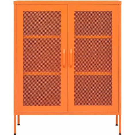Casier de Rangement en Acier, 80x35x101.5 cm, Armoire à Casiers Orange pour Bureau et Garage, Meuble de Stockage Robuste avec Portes (1/5)
