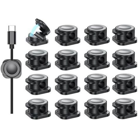 Clips de Gestion de Câbles Magnétiques 8 Pièces Clips Câble Organisateur, organisateur cable Magnétique pour HDMI, USB, Câbles Audio - Noir (1/5)
