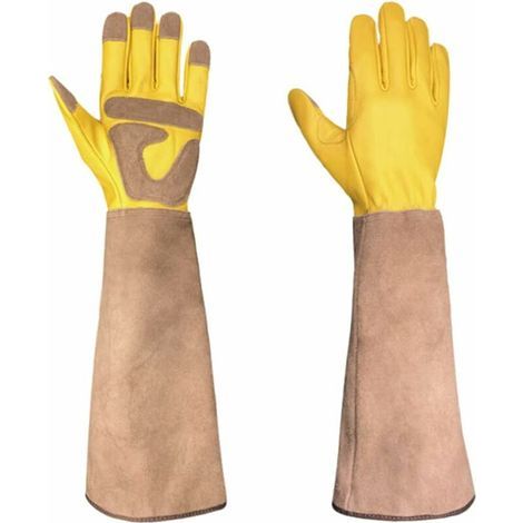 Gants De Jardinage Gants De Jardinage Thorn Gants Imperméables en Cuir Jardinage avec Protection Durable À Long Flexible Jardinage Cadeaux pour Forearm Femmes/Hommes Jardin & Building Work——M (1/5)