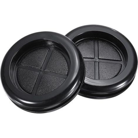 4 Pièces - Passe-Fil - Caoutchouc - Double Face Rond Pour Protection Câbles Et Fils Usage Domestique Et Industriel Noir 43x12 mm