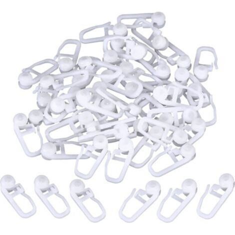 Clip per tende a rullo, ganci per tende in plastica bianca per tende a binario, confezione da 50 (clip) 25 cm