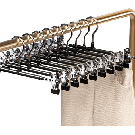 Cintres pour pantalons, cintres gain de place avec pinces antidérapantes (lot de 10), cintres pour jupes (1/5)