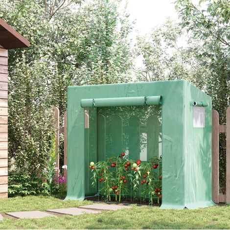 Serre de jardin 200x76x168 cm en acier vert, gain de place, pour balcon FloraGrace (1/5)