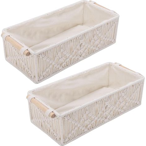 Lot de 2 paniers rangement en macramé, porte-papier toilette (1/5)