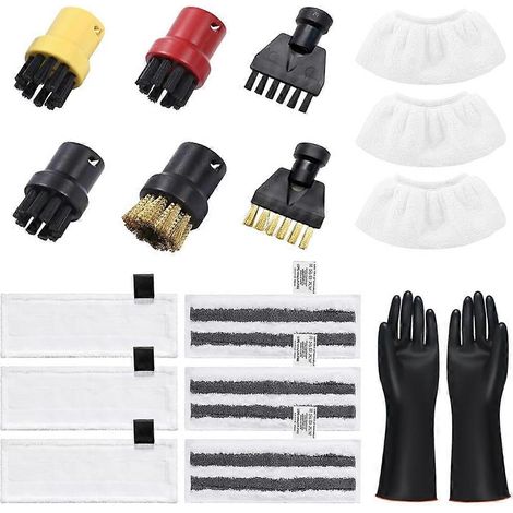 Accessoires pour nettoyeur vapeur Kärcher Easyfix SC2 SC3 SC4 SC5, comprenant un ensemble de chiffons en microfibre et une brosse ronde pour les sols. (1/5)