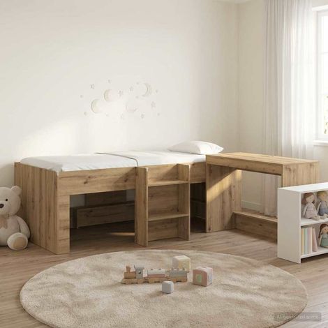 Lit haut pour enfants avec bureau 2 pc Chêne artisanal (1/5)