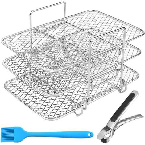 1 Support déshydrateur,Acier inoxydable 304,Design empilable 3 couches,Compatible Ninja Foodi,Cuisson fruits légumes (1/5)