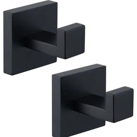 Lot De 2 Crochet Porte-Serviettes Noir Mat, Crochet De Manteau En Acier Inoxydable 304, Porte-Serviettes, Crochet Mural De Salle De Bain De Style Industriel Moderne (1/4)
