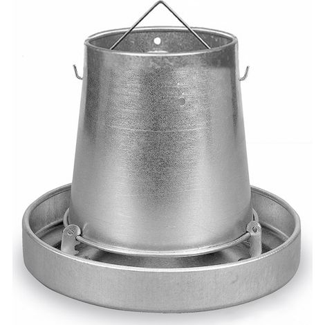 Mangeoire poule galvanisée 5kg – Conception anti-gaspillage – Compatible avec couvercle conique et anneau – Pour poulailler et basse-cour – Gaun