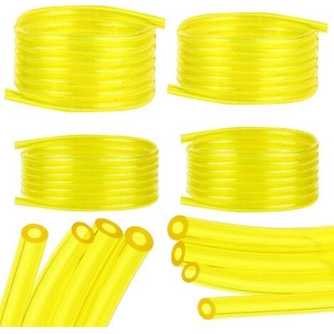 4 Pièces Tuyaux d'Essence, 1.5M Tuyau d'huile Transparent Jaune (2 x 3.5mm, 2.5 x 5mm, 3 x 5mm, 3 x 6mm), pour Tondeuse, Tondeuse à Gazon, PVC Tuyau, Tuyau D'huile (1/5)