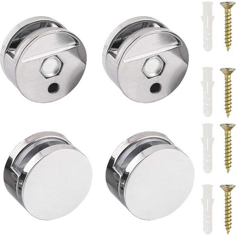 Kit di montaggio per specchio da parete in 4 pezzi, composto da staffa, clip di fissaggio resistenti, viti e tassello di colla (1/4)
