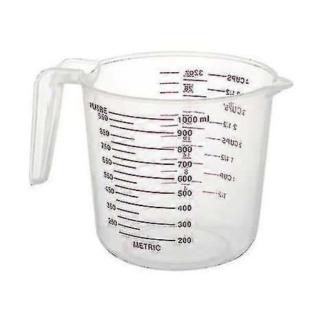 Lot de 2 gobelets doseurs gradués en plastique PP de 1000 ml pour expériences. (1/5)