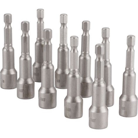 10 Stück Sechskant-Steckschlüssel aus Chrom-Vanadium-Stahl mit Magnet für elektrische Bohrer, 9 mm (1/5)