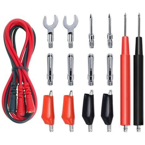 Premium 16-in-1 Multimeter Test Leads Kit, Replaceable Silicone Jumper Wires with Electronical Alligator Clips Probes, Banana Plug, Power Testing Needle for Electronics, Circuit Connection, Experiment (1/3)