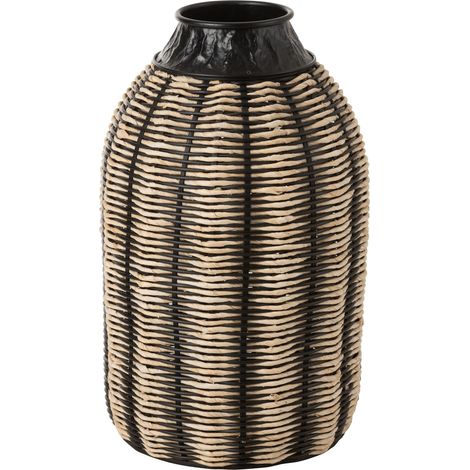 Vase décoré en corde rotin bicolore Rani D 32cm