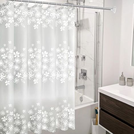 Tenda da doccia ZOLGINAH, 200x200 cm, fodera per bagno con 14 anelli di fissaggio, antimuffa, antibatterica, impermeabile, lavabile, per vasca da bagno e bagno. (1/5)