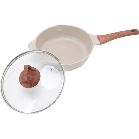 Poêle à Frire Antiadhésive 24cm Blanche Compatible Tous Feux Induction Omelette Œufs Steak