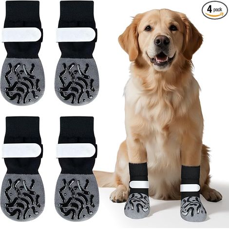 Non-Slip Double-Sided Anti-Licking Dog Socks with Adjustable Self-Adhesive Closure for Indoor and Outdoor Use (1/5)