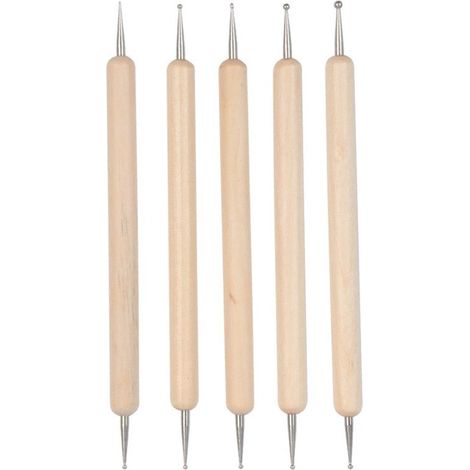Set de 5 outils de repoussage à double extrémité, stylus pour traçage, transfert de motifs, peinture sur pierre et modelage de l'argile (1/5)