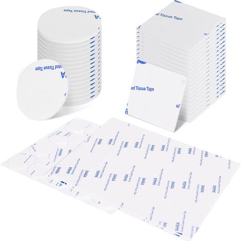 40 Pièces Adhésif Double Face Extra Fort Blanc, Mousse Autocollante Carré (40mm) et Rond (30mm), Pastille Adhesive Double Face pour Maison et Bureau, Fixation sans Clou ni Vis (1/5)
