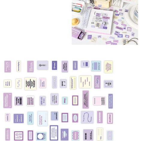 100 autocollants vintage pour scrapbooking, papier esthétique, styles variés, application facile, mots pour journal intime, gourde, couleur violette (1/5)