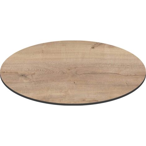 Plateau de table de jardin rond HPL 70 cm chêne naturel