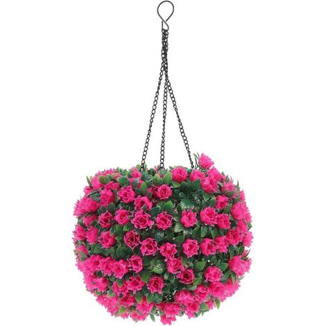 Lustre de Boule d'herbe de Fleur Boules de Rondes Boules topiaires éclairées Fleur Artificielle Fleurs artificielles Fausses Plantes suspendues Plante Boule Lumineuse Rose (1/5)