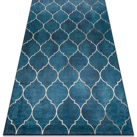 Tappeto lavabile ANDRE 1181 Traliccio marocchino antiscivolo - blu blue 160x220 cm