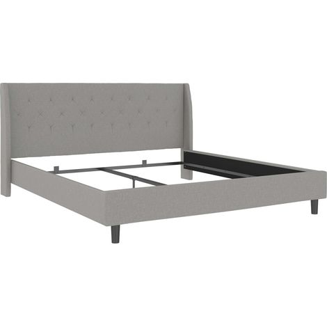 Her Majesty-Lit 180x200 cm en tissu gris clair