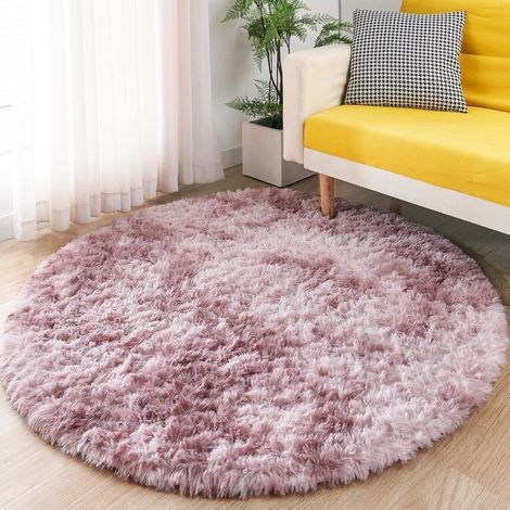 Teppich Rund Plüsch Kinder Mädchen Lila-rosa 120 x 120 cm (1/5)