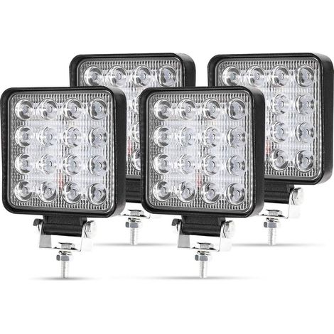 4 PCS Phare de Travail LED 4×48W, Projecteur Carré 12V-30V, Spot & Flood Longue Portée, Lumière de Recul pour Voiture, Camion, Tracteur, SUV (1/5)