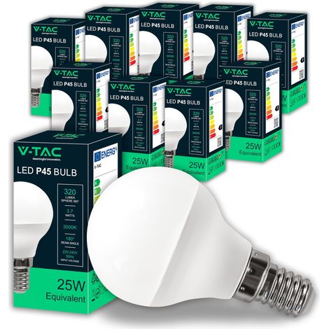 10x Ampoules LED P45 - E14 3,7W (équivalent 25W) - 320 Lumen - Faisceau Lumineux 180° - Ampoule Économie d'Énergie - Blanc Chaud 3000K (1/5)