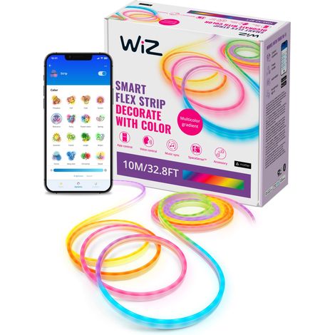 WiZ Ruban LED flexible RGBIC 10 Mètres Lumière blanche et colorée