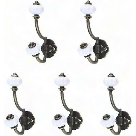 Crochets muraux en céramique bronze rétro, lot de 5 - Patère style champêtre pour chapeau et porte (1/4)