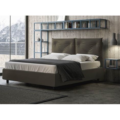 Lit double sur mesure avec sommier similicuir gris Apango 160x190 (1/5)