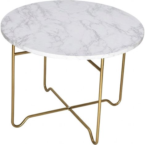 Tavolino da Salotto Moderno Soggiorno Design 55x55x40cm BIANCO/ORO (1/5)