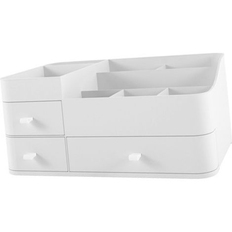 Rangement cosmétique en plastique imperméable avec compartiments - Étui de présentation pour makeup - Organiseur de vanity à domicile blanc (1/5)