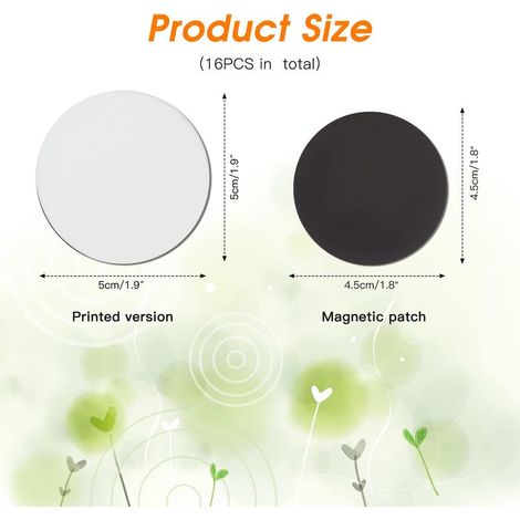 16 weiße Sublimationsmagnete, 5 x 5 cm, Kühlschrankmagnete für Whiteboard, Büro, Kalender, Küche, Zuhause, Wanddekoration, rund (1/4)