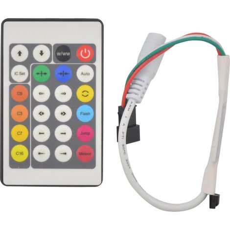 WS2812B WS2811 SK6812 Multicolor LED Strip, 24-Key Infrared Controller, 5V-24V