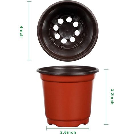 110 pezzi di vasi da fiori in plastica da 10 cm, vasi per piantine, vasi da interno, vasi per piante in plastica, adatti per piantine, fiori e piante grasse. (1/4)