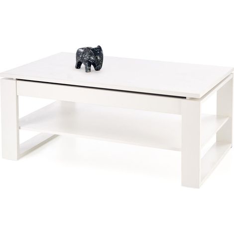 Mesa de centro convertible Houston 1959, Blanco, 48x65x114cm, Diámetro: 0, Aglomerado laminado, Angular