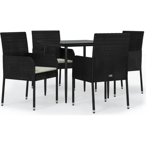 Maison Exclusive - 5-tlg. Garten-Essgruppe mit Kissen Schwarz Pol