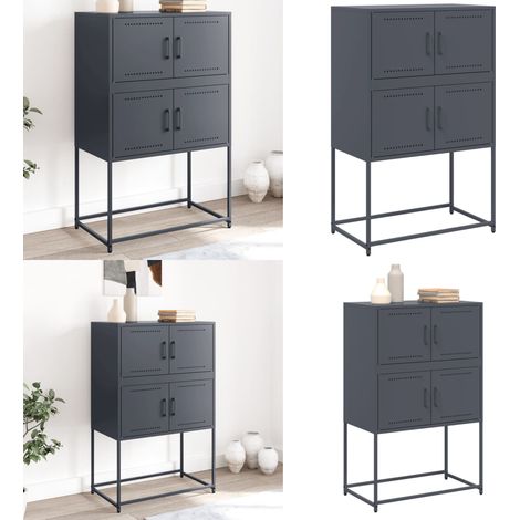Sideboard Anthrazit 68,5x38,5x107 cm Stahl - Industrielles Sideboard - Sideboard Metall - Sideboard Anthrazit - Schreibtisch Sideboard - Wohnraumorganisation - Home & Living